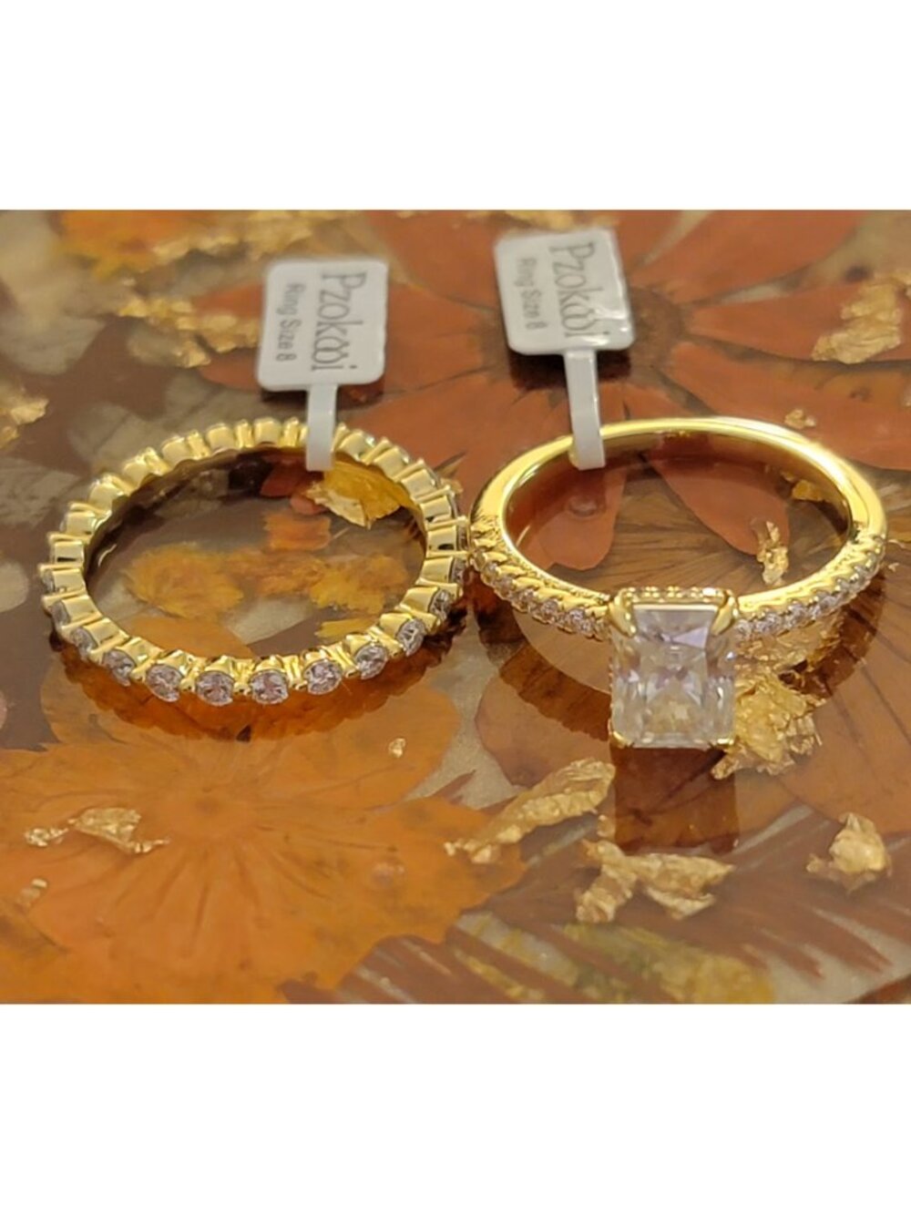 1.5ct Moissanite Bridal Ring Set Size 8 14K Gold Plated NWT - Picture 7 of 10